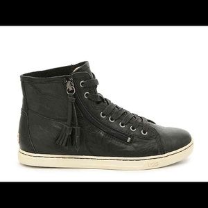 Black Leather Ugg High Top Sneakers